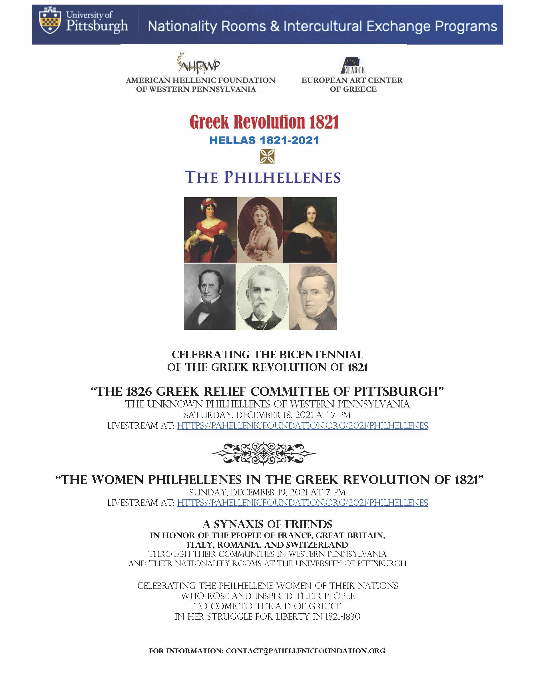 A Tribute to the Philhellene Women and the “1826 Pittsburgh Greek Relief Philhellene Committee”.
